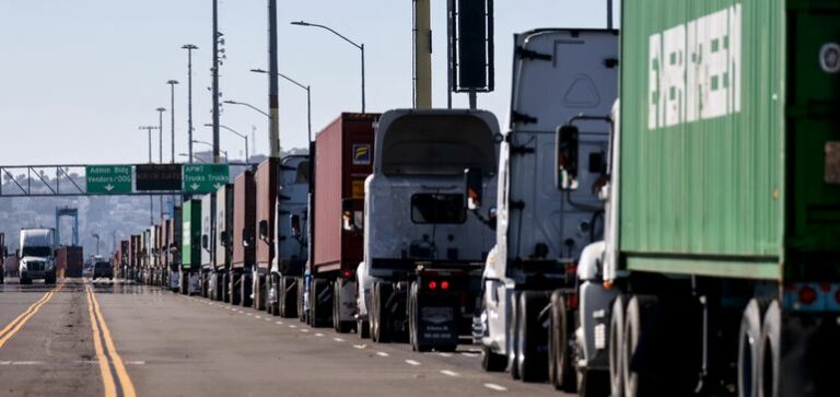 ‘NO TO AB5’: Hundreds of California port truckers protest labor law