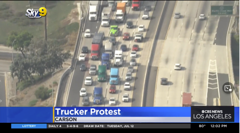 California Truck Owner-Operators Slow Traffic, Protest AB5 – Drivers